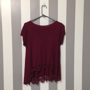 Loose fitting burgundy top